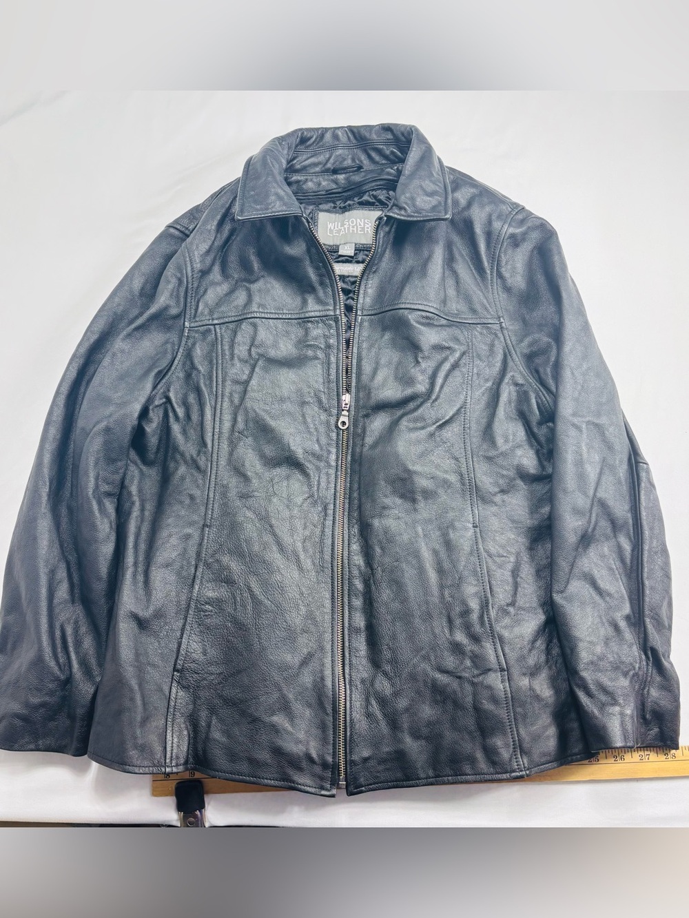 Wilsons Leather Men’s Black Leather Zip-Front Bomber Jacket W632